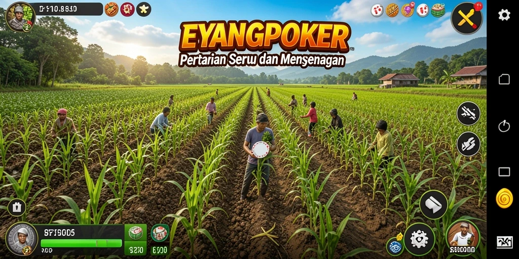 Screenshot gameplay EYANGPOKER yang menunjukkan kebun yang indah.