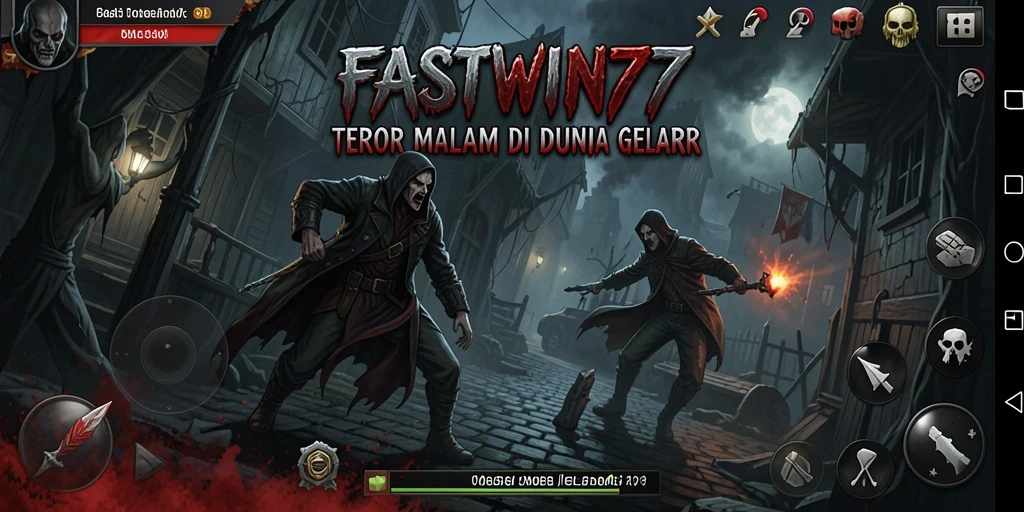 Tangkapan layar gameplay <strong>FASTWIN77</strong> menampilkan suasana mencekam dengan karakter yang terjebak dalam kegelapan.
