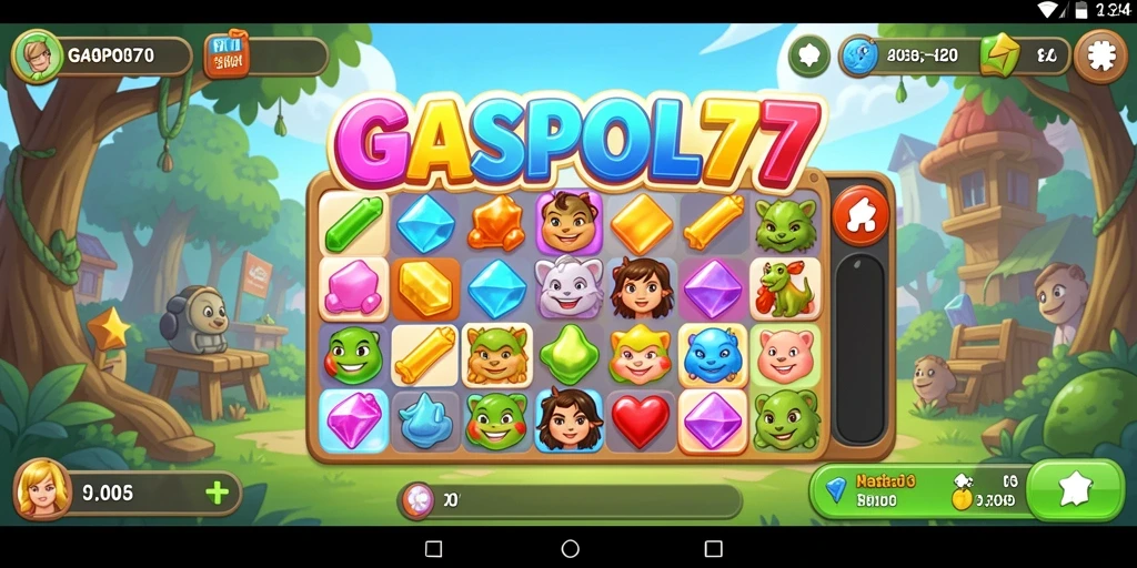 Tampilan menarik dan seru dari gameplay Match-3 GASPOL77.