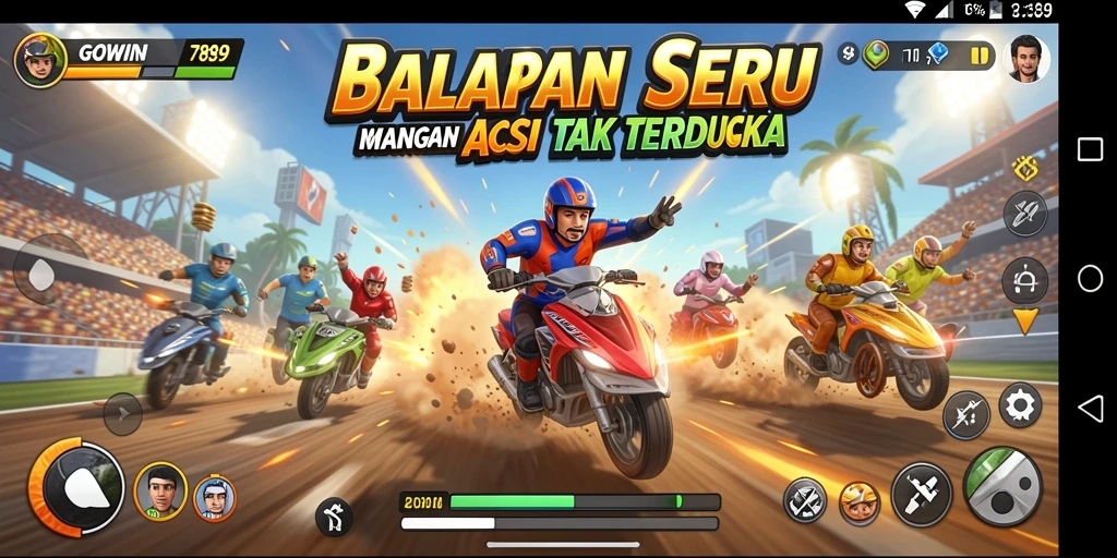 Tampilan gameplay balapan yang seru dan realistis di GOWIN789.
