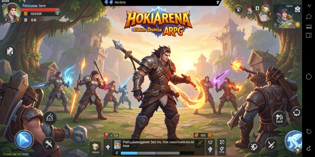 Tampilan screenshot HOKIARENA dengan aksi pertarungan ARPG yang mendebarkan.