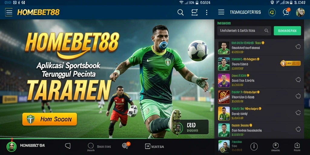 Tampilan menarik dari aplikasi HOMEBET88 saat melakukan taruhan olahraga.