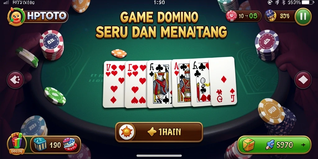 Tampilan gameplay Domino HPTOTO yang seru dan interaktif.