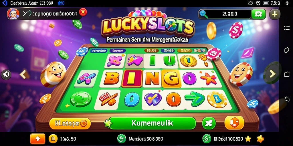 Tampilan gameplay LUCKYSLOTS yang penuh warna dan seru.