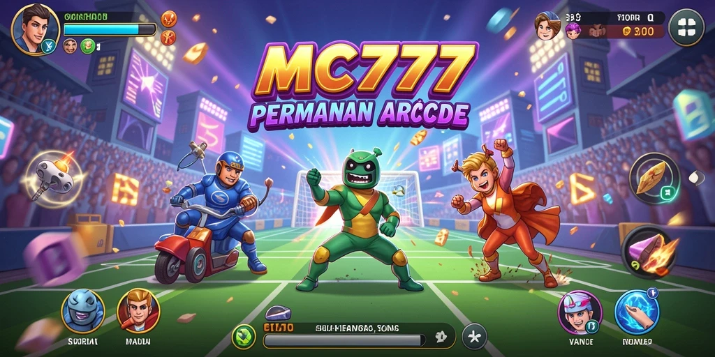 Tampilan screenshot menunjukkan momen seru dalam gameplay Arcade MC777.