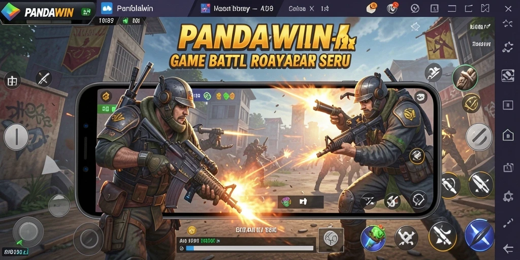 Tampilan gameplay seru dalam PANDAWIN saat pertempuran Battle Royale.