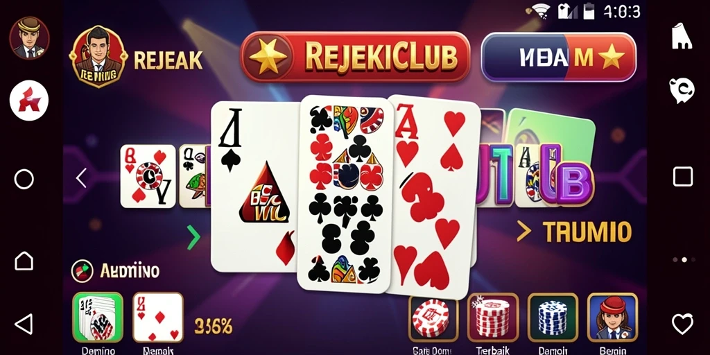 Tampilan gameplay seru di REJEKICLUB dengan suasana Domino yang menyenangkan.