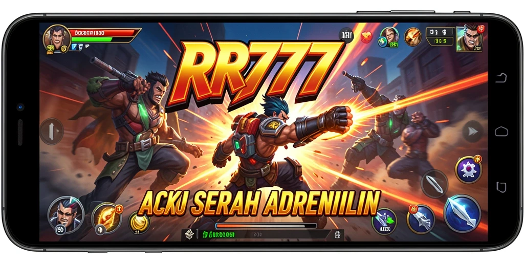 Screenshot utama RR777 menampilkan momen aksi penuh ketegangan.
