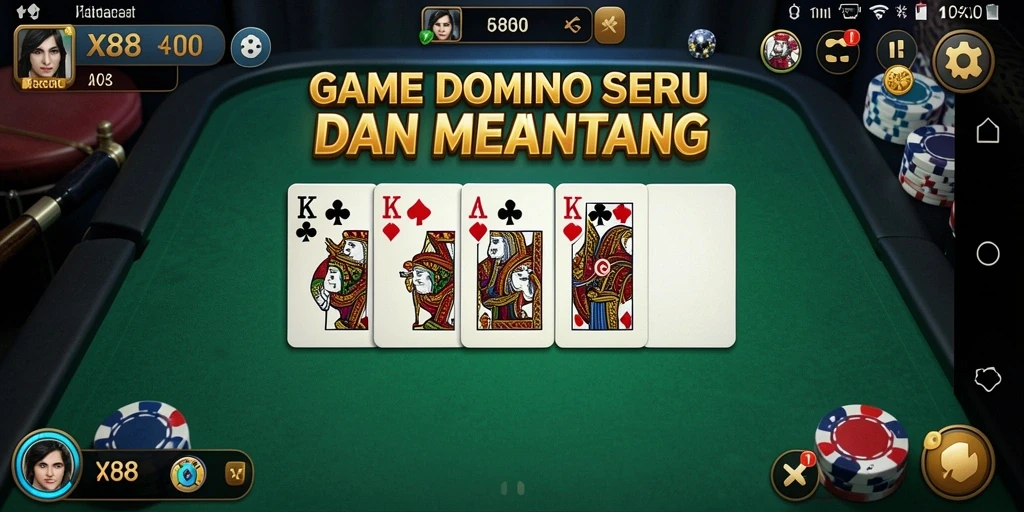 Tangkapan layar gameplay X88 menunjukkan aksi mendebarkan saat bermain domino.