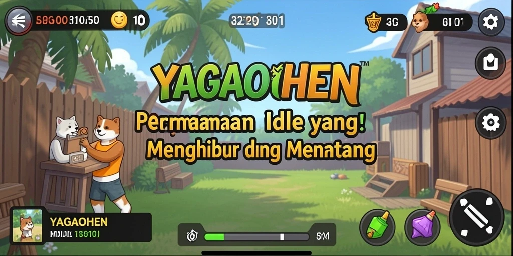 Tampilan gameplay YAGAOHEN menunjukkan karakter yang sedang mengumpulkan sumber daya.
